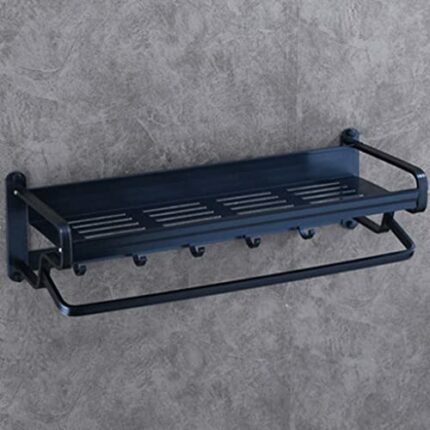 Towel Rack Bathroom Towel Rail Wall-Mounted,Advanced Modern Fashion,Durable Double-Layer Space Aluminum Rack(Color:Blue)