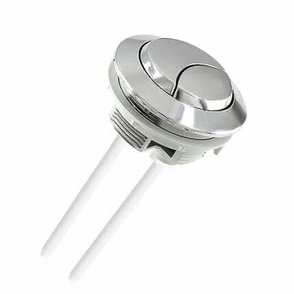 Toilet Flush Button(Silver),Round Head Toilet Flush Button,Toilet Push Button Flush Replacement,Two Rods Dual Push Button Toilet Flush Button for