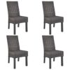 vidaXL 6x Dining Chair Kubu Rattan and Mango Wood Black Kitchen Furniture Seat