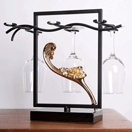 KXDCZ Wine Rack Ornaments，European Wrought Iron Inverted Wine Rack