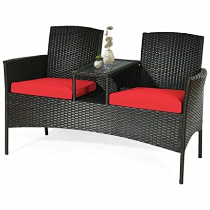 LUKEO Set of Ottoman Sofa Cushions Coffee Table Red