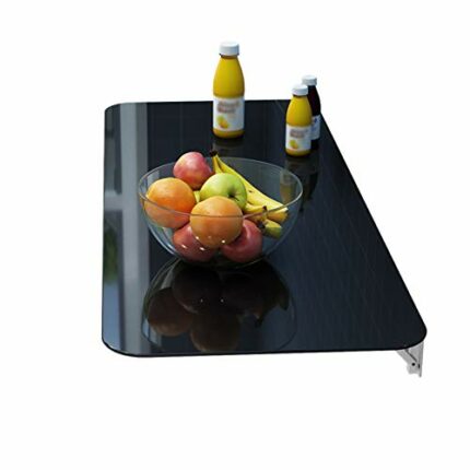 OUYOXI Tempered Glass Folding Shelf Multifunction Small Apartment Wall Mounted Fold Down Table For Study Computer Kitchen Dining Table (Color : B