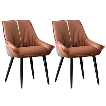 Set of 2 Dining Chairs, PU leather Kitchen Chairs with Soft Backrest and Sturdy Metal LegsReception Chairs for Home Office Furniture Accent Chair