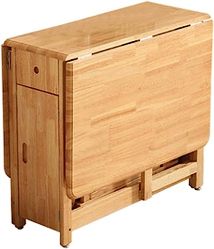 Folding Dining Table, Multifunctional Solid Wood Home Table, Drop Leaf Table, Wood Compact Dining Room Table Space Saving Versatile Kitchen Table