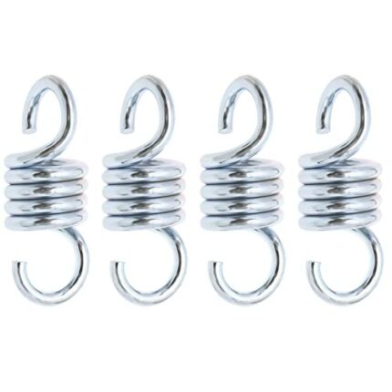 4Pcs Suspension Spring Hook Replacement Metal Swing Spring Hooks Hanging Spring Hooks Garden Accessories for Suspension Chair Hammock Silver