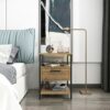 DECOROTIKA - Alba Nightstand Bedside Table – Modern and pratical - Black and Oak Colour