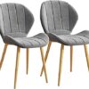 Kitchen Dining Room Furniture Chairs Kitchen Chairs Set Of 2 Velvet Seat Dining Chairs with Backrest Metal Legs for Lounge Living Room Corner Cha