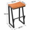 DINGZZ Industrial Bar Stool, Antique Vintage Stool Height Backless Swivel Counter Furniture Metal, Wooden Barstools, Ideal for Restaurant, Cafe,