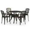 vidaXL Biatro Set 5 Piece Outdoor Furniture Set Balcony Bistro Table and Chairs Patio Garden Balcony Table Seats Furniture Cast Aluminium Bronze