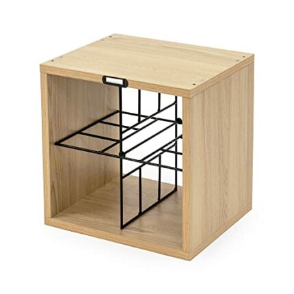 Compactor Rhone Wine Rack Cube, Holds 16 Bottles, Metal and Wood, Brown/Black, 36 x 30 x 36.5 cm, RAN10332