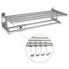60 cm Long Towel Rack Stainless Steel SUS 304 Towel Rail Bathroom Storage Shelf with Multi Towel Bar Wall Mounted Towel Holder Brushed Rails with