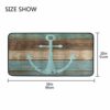 Aslsiy Retro Wooden Board Anchor Kitchen Rug Sea Ocean Kitchen Mat Area Rug Marine Nautical Floor Mat Welcome Non Slip Rug for Kitchen Home Decor