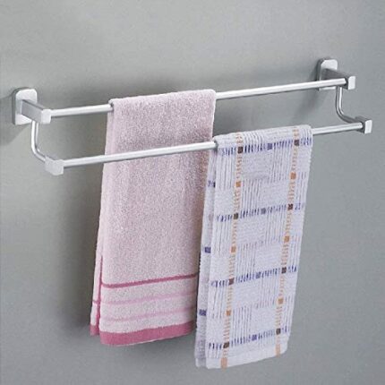 60cm Thick Aluminum Towel Rack Storage Holder,Creative Double Bar Wall Hanging Bathroom Towel Rails,for Towels,Tea Towels