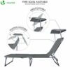 VOUNOT Folding Sun Loungers Set of 2, Sunbed with Adjustable Backrest & Sunshade for Garden, Beach, Patio, Pool, Camp, Load 110 kg, Grey