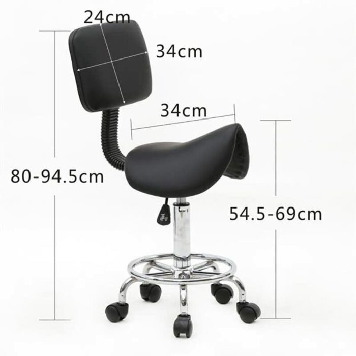 LEIGE Bar Stool Saddle Shape Adjustable Salon Stool with Back Black Spa Tattoo Massage Salon Furniture