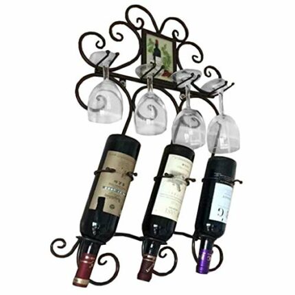 EYLINK Wine Racks,Rural Style Wall Hanging Wine Rack | Wrought Iron Wine Rack Wall Wine Glass Rack | Wine Rack Wine Wine Bottle Rack