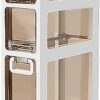 Bathroom Floor Cabinet Storage with 4 Drawers and Casters, Corner Floor Cabinet Large Capacity Narrow Dresser Tower Vertical Storage for Bathroom