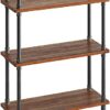 Barnyard Designs Furniture 3-Tier Etagere Bookcase, Solid Pine Open Wood Shelves, Rustic Modern Industrial Metal and Wood Style Bookshelf, Brown,