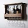 Wine racks Home/Bar Retro Wall Mounted, Wood Vintage Bottle & Glass Holder, Holds 6 Bottles, 6 Glasses, Rustic, for Bar Kitchen Cabinet Organizer