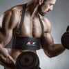 AQF Arm Blaster for Biceps Triceps – Weight Lifting Arms Training Bomber Curl Isolator - Contoured and Adjustable Strap with Padded Neck Brace Gy