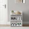 3-Tier Small Shoe Rack, Multifunction PVC Board Easy to Assemble Durable and free of formaldehyde, Carved Shoe Cabinet, for Shoes Magazines Books