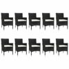 vidaXL Garden Dining Set 11 Piece, Table and Chairs with Cushions, Outdoor Lounge Set for Patio, Dinner Table Set, Modern Style, Black Poly Ratta