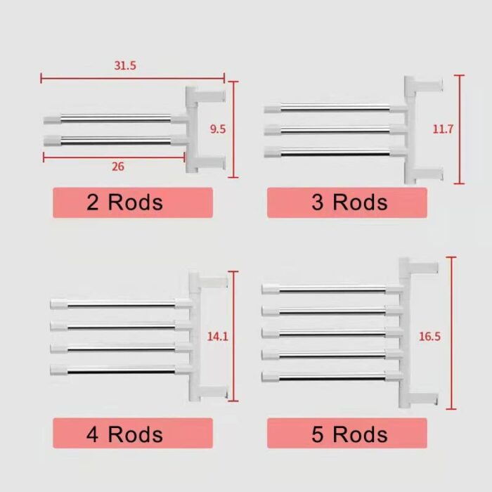 MIAOHY Bathroom Towel Rack Rotatable Towel Holder Space Aluminum 2/3/4/5-Bar Towel Hanger Kitchen Shelf Paper Hanging Wall Mounted (Size : 2)
