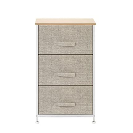 FGHOEV 3 Layers Fabric Drawer Nightstand Organizer Closet Storage Non-woven Chest Of Dresser Sundries Cabinet Home Bedroom Furniture
