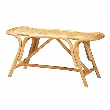 Baxton Studio Bench, Rattan, Natural Brown, One Size