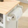 DINGZZ Design Kitchen Trolley with Worktop Kitchen Island Kitchen Cabinet Trolley Sideboard on Wheels White Natural