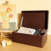 Creative Deco Large Brown Wooden Storage Box | 30 x 20 x 14 cm (+/-1 cm) | with Hinged Lid | Gift Box for Tool Dog Toy Shoes Clothes Kitchen Stor