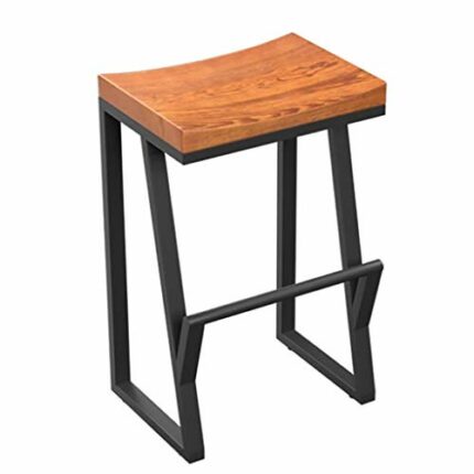 DINGZZ Industrial Bar Stool, Antique Vintage Stool Height Backless Swivel Counter Furniture Metal, Wooden Barstools, Ideal for Restaurant, Cafe,