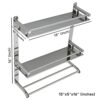 BBL Bathroom Shelf, Stainless Steel Bathroom Shelf Wall Mounted Shower Storage Organizer with Towel Rack, Hooks for Bathroom Kitchen Storage (Dou
