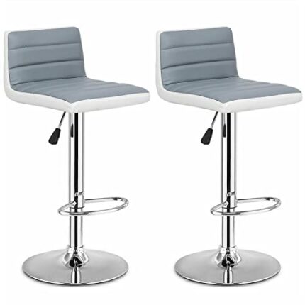 DINGZZ Set Of 2 Bar Stools Adjustable Barstool PU Leather Swivel Pub Chairs Armless