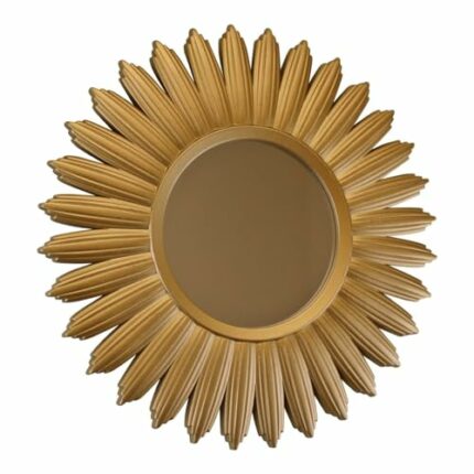 Carousel Home and Gifts Stunning Gold Effect Wooden Sunburst Wall Hanging Glass Sun Mirror