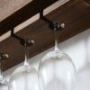 wine rack Solid Wood Wine Rack, Wall Living Room Shelf, Stemware Wine Glass Rack, Modern Minimalist Living Room Dining Room Decoration Rack， Rust
