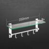 Towel Rack Wall Mount Bathroom Shelf with Hooks Multifunctional Space Aluminum Material 7Mm Tempered Glass Shelf Towel Rack/15 * 35Cm