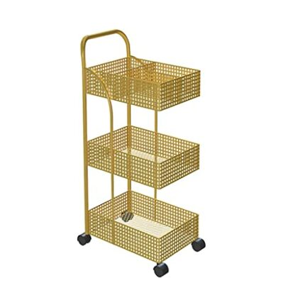 DNATS Iron Rack Bedroom Kitchen Metal Mobile Bathroom Storage Rack Wheeled Trolley Gold Kitchen Cart Kitchen Island (Color : D, Size : 40x29x96)
