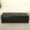Button-Tufted Leather Storage Bench,Space-Saving Entryway Bench For Living Room Bedroom End Of Bed,Rectangle Upholstered,Light Brown,60X40X45Cm