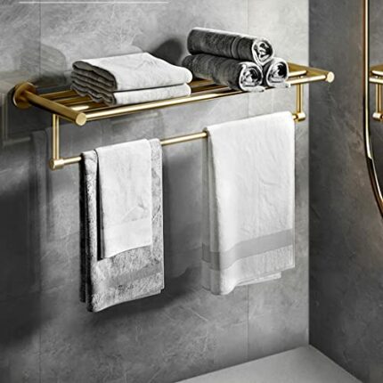 HIGOH Towel Rack All Copper Bathroom Towel Rack, Bathroom Rack Bathroom Hardware, Thick Towel Holder Light Style Bathroom Hardware