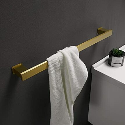 Towel Rack,Self-Adhesive or Screw Fixing,Space Aluminum Brushed Golden Towel Rack,Polished Surface Treatment,Household Wall-Mounted Bathroom Towe