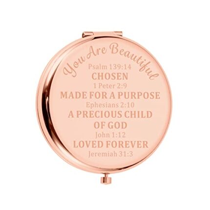 Inspirational Christian Gifts Mirror for Women Girls Bible Verse Compact Makeup Mirror for Female Friends Birthday Christmas Stocking Stuffers fo