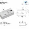 Durovin Bathrooms Small Cloakroom Basin - Wall Mounted Basin - Rectangular Countertop Basin - One Right Hand Tap Hole- 370 x 180 x 90mm (WxDxH)
