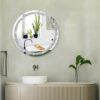 Wall Mirror Crystal Crush Diamond Round Mirrors for Wall 50x50cm Frameless Silver Mirror for Hallway Bathroom Bedroom Decor