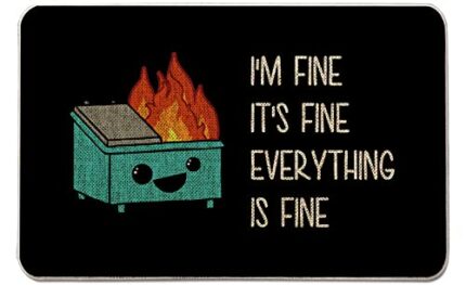 GAGEC Funny Door Mats Outdoor Dumpster Fire I am Fine Its Fine Everything is Fine Welcome Doormats Entrance Rug Farmhouse Decor Home Kitchen Floo