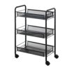 DLOETT Kitchen Bathroom Bathroom Shelving Trolley With Wheel Three-layer Storage Rack With Hook Trolley (Color : Argento, Size : Light Grey)