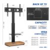 TTAP TV Stand for 32-65 Inch TV’s with Oak Base and Single Glass Shelf/With Swivel and Height Adjustable Mount Bracket (OAK)
