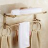 Copper Wire Drawing Bathroom Shelf Wall Hanging Double Layer Foldable Towel Rack Towel Bar Towel Storage Shelves/51 * 25 * 25Cm