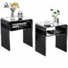 solaround Clear Acrylic End Table 2-Tier Bedside nightstand for Living Room Bedroom Home Decor (Black)