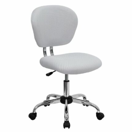 Flash Furniture Chair, Chrome, White, Mid-Back